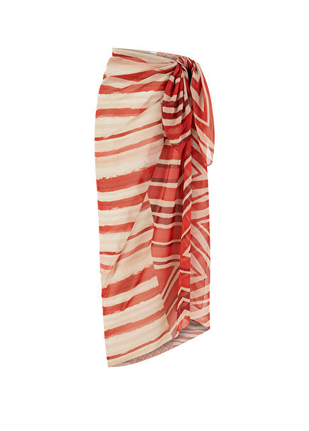 Aruba Red Patterned Chiffon Pareo