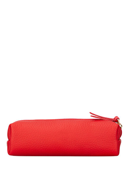 BloomBox Vermilion Red Leather Pen and Makeup Bag
