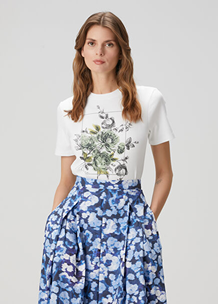 White Floral Printed T-Shirt