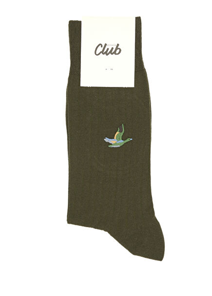 Khaki Logo Embroidered Men's Socks