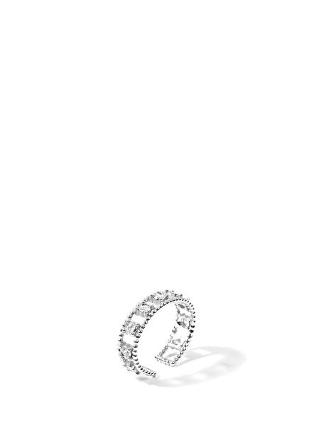 9 Diamonds 14 Karat White Gold Ear Cuff