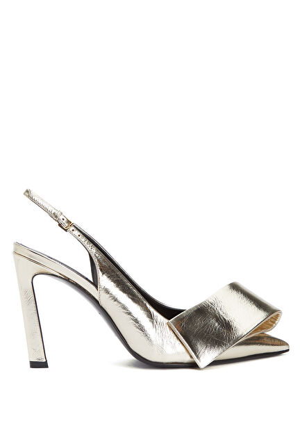 Twisted Gold Leather Heels
