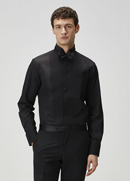 Slim Fit Black Tuxedo Shirt