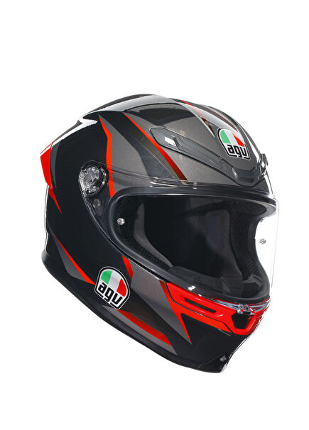Agv K6S Mplk Slashcut Blk Grey Red Kapalı Kask