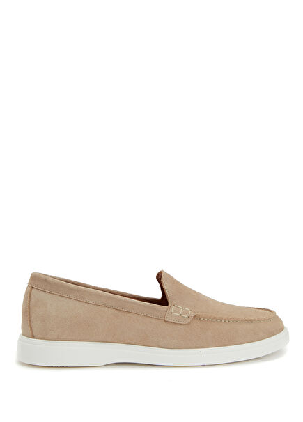 Bej Kadın Süet Loafer