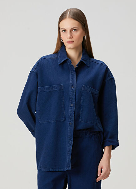Comow Loose Fit Lacivert Gömlek