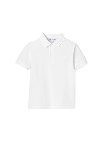 Düz Beyaz Erkek Çocuk Polo T-Shirt
