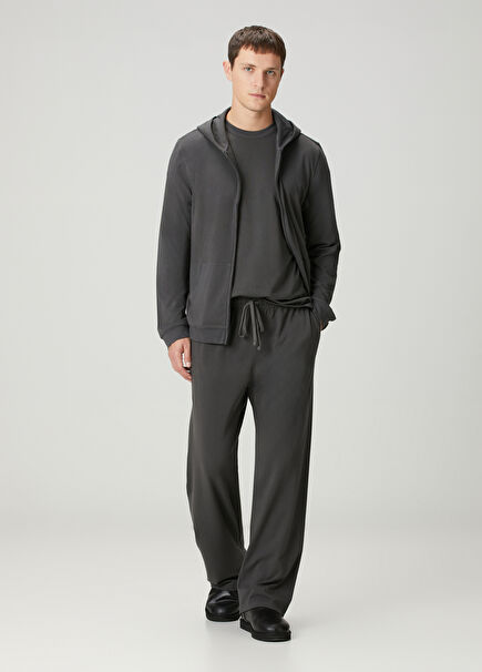 Koyu Kahverengi Beli Kordonlu Eşofman Altı