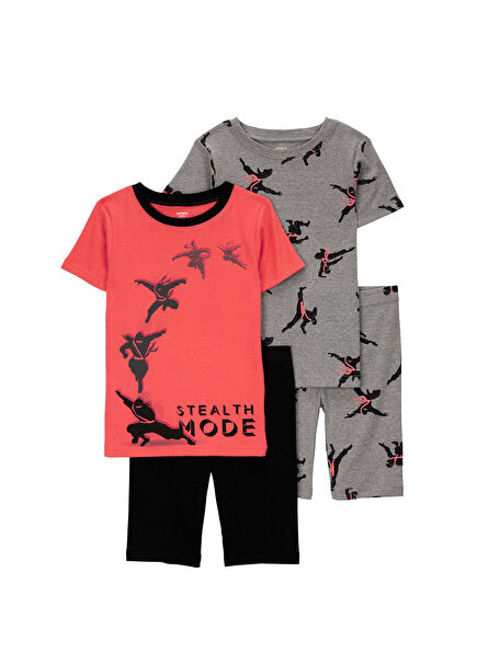 Baskılı Erkek Çocuk 4'lü Pijama Set