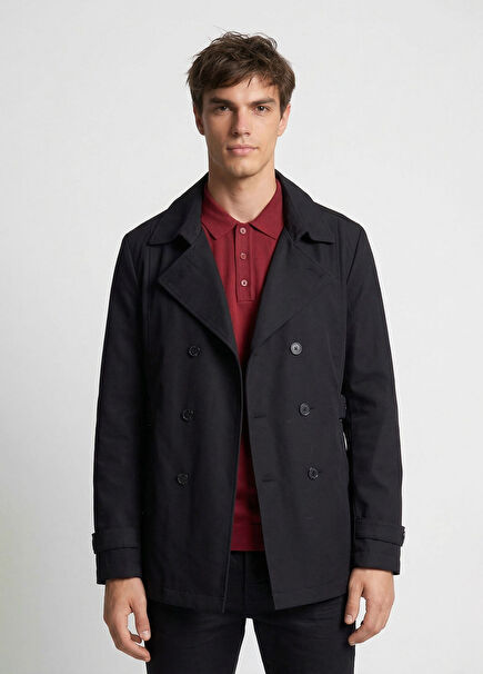 Black Double-Breasted Trench Coat