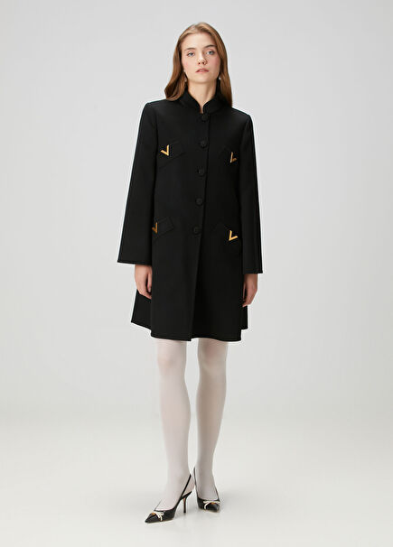 VGold Black Wool Coat