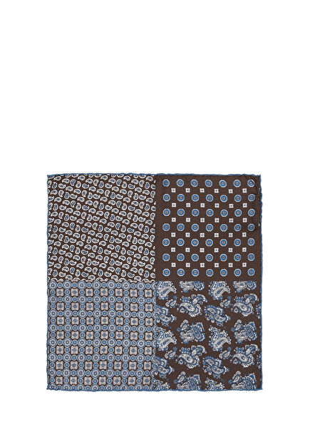 Navy Mixed Pattern Silk Pocket Square