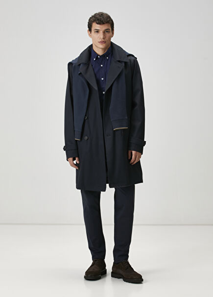 Comfort Fit Lacivert Gabardin Doku Gömlek