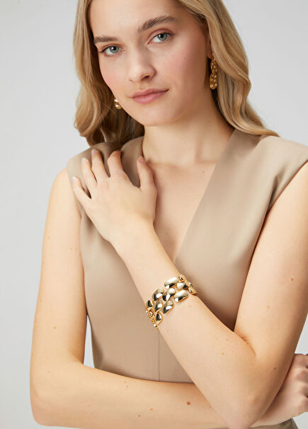 Gold Modern Plain Textured Women's Bracelet