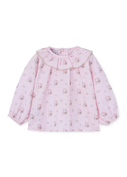 Rose Lune Pudra Uzun Kollu Kız Bebek Bluz