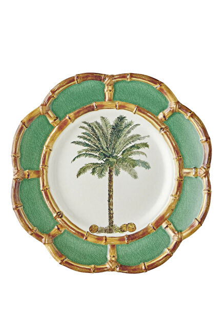 Bambu Beyaz Yeşil Melamin Tabak