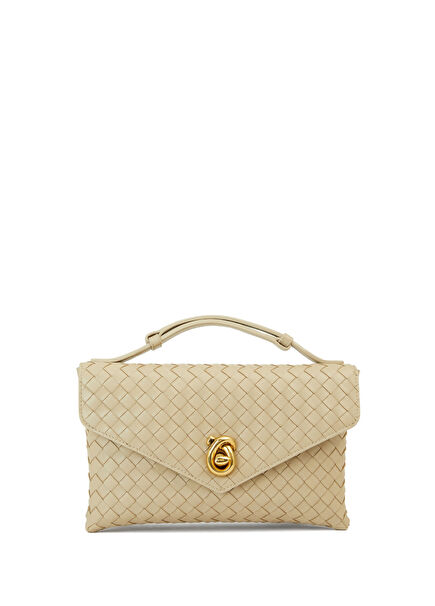 Knot Lock Beige Women's Leather Bag