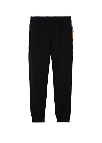 Burberry Check Trim Cotton Women's Black Trousers