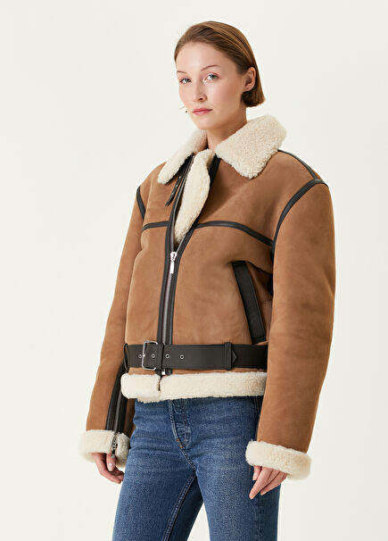 Taba Shearling Deri Ceket