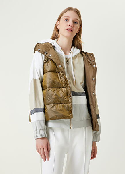Light Brown Hooded Puffer Vest