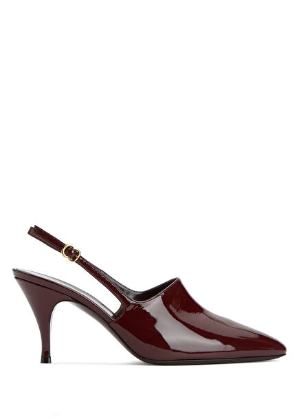 Bordo Deri Topuklu Ayakkabı