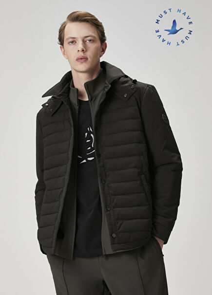 Black Hooded Quilted Coat