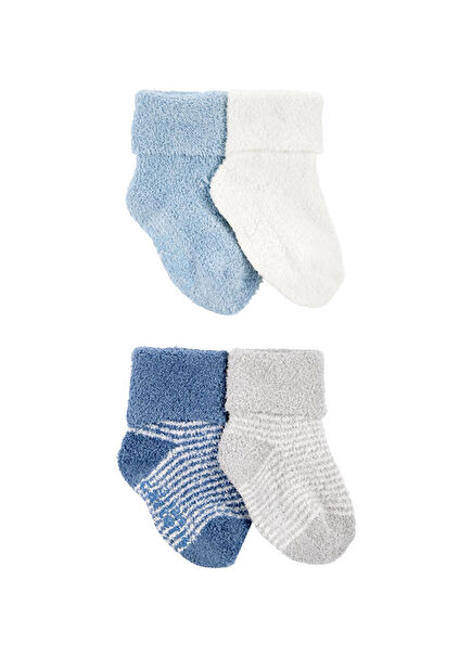 Colorful Patterned Baby Boy 4-Piece Socks Set