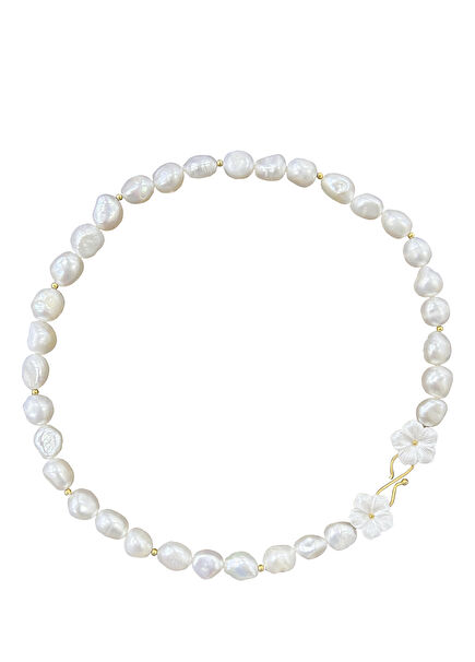 Bavella Baroque 24K Gold Plated 925Sterling Silver Pearl Women's Necklace