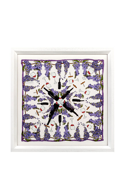 Bordeaux Ahşap Çerçeveli İpek Fular Tablo