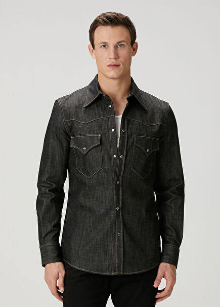 Navy Blue Western Denim Shirt