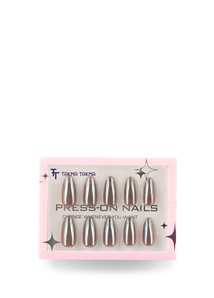 Gümüş Kısa Badem 30'lu Protez Takma Tırnak MKBD1741