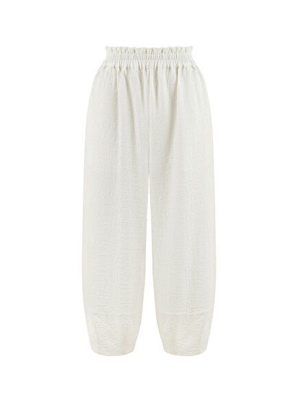 Tokyo White Elasticated Women's Trousers