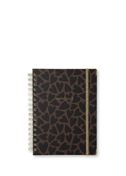 Black & Brown Hearts Spiral Lined Notebook