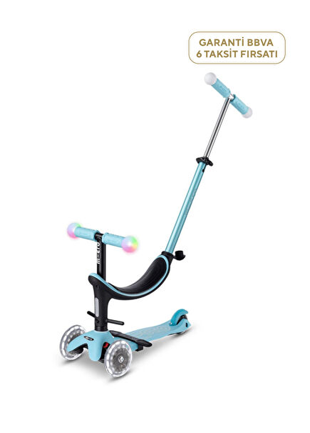Mini2Grow Deluxe Magic LED Işıklı 3'ü 1 Arada 3 Tekerlekli 1-6 Yaş Çocuk Scooter