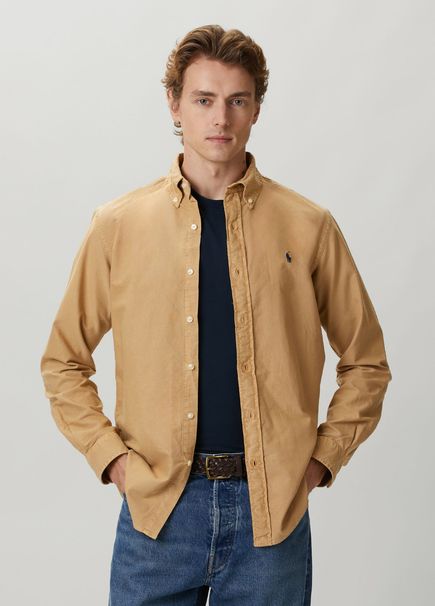 Slim Fit Bej Oxford Gömlek
