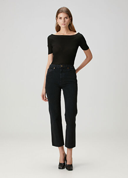 Abigail Straight Leg Siyah Jean Pantolon