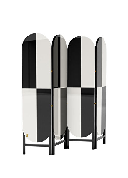 Siyah Beyaz Ahşap Lake Paravan