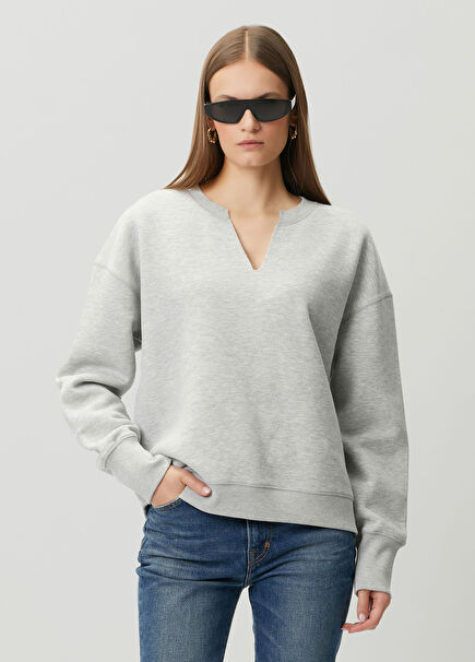 Olive Grey Printed Sweatshirt