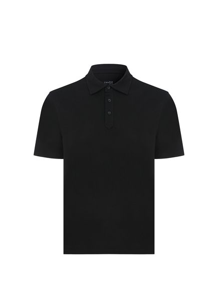 Luce Siyah Polo Yaka Kısa Kollu Erkek T-shirt