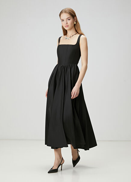 Black Maxi Taffeta Dress