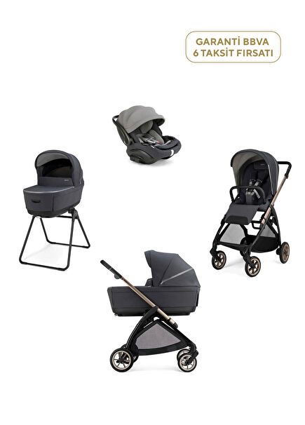 Electa Plus Garage Grey Baby Stroller and Darwin Recline Evo 4-Piece Travel System Baby Stroller with Baby Lap