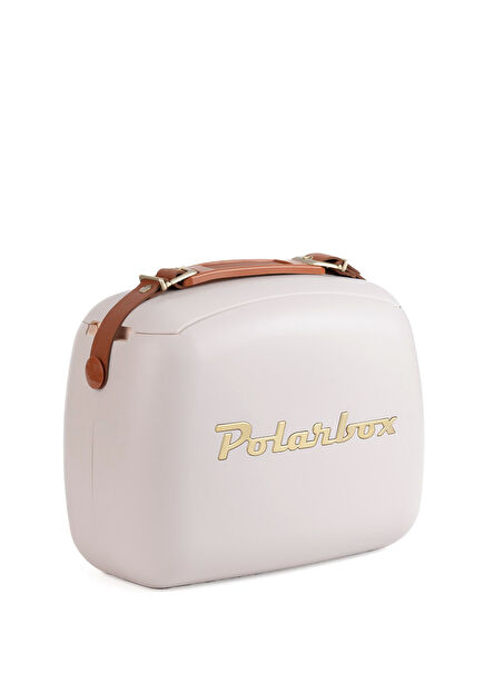 Powder Gold Insulated Lunch Bag with Leather Strap 6 lt