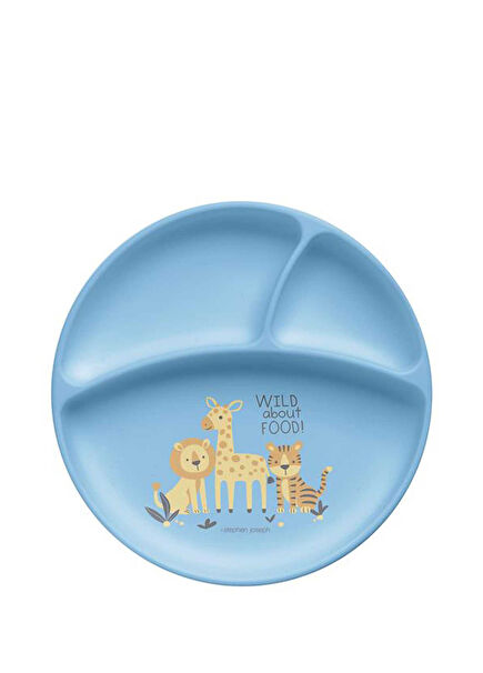 Hayvanat Bahçesi Desenli Mavi Silikon Alıştırma Tabağı