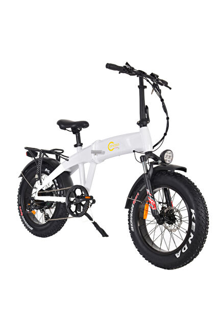 Fatbike Beyaz Mini Katlanabilir Elektrikli Bisiklet 250W 