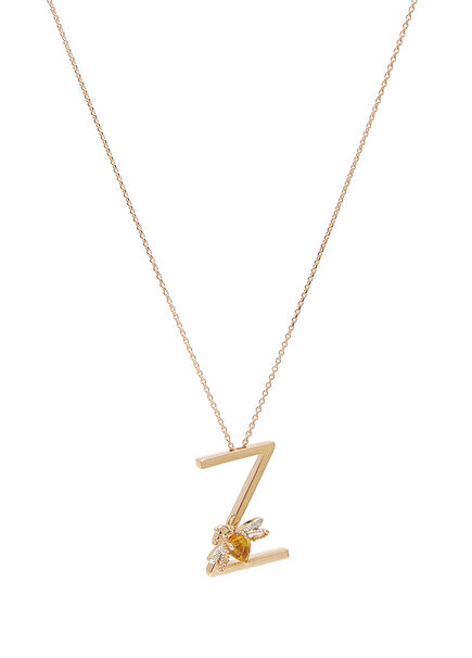 Letters Letter Z Citrin Diamond Gold Necklace