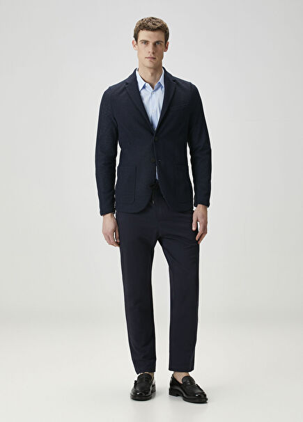 Coolmax Seersucker Koyu Mavi Dokulu Pantolon