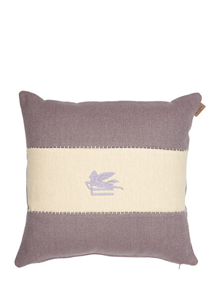Purple Cream Linen Decorative Pillow