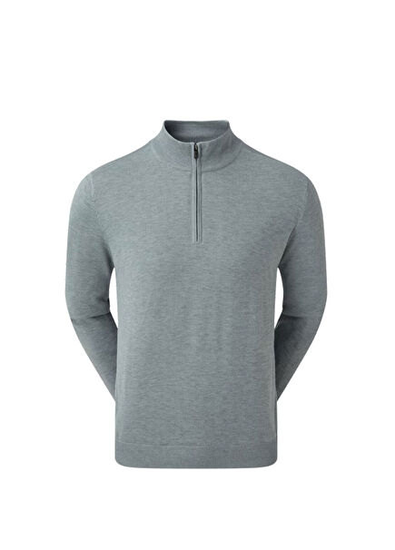 Heather Gray Wool Blend Half Zip Lined Men's Golf Sweater