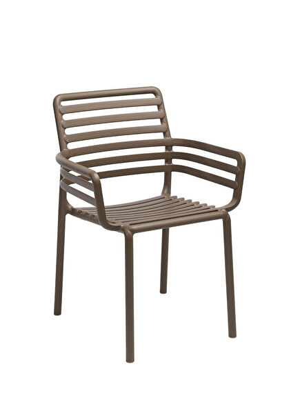 Doga Tabacco Fiberglass Stackable Chair with Arms