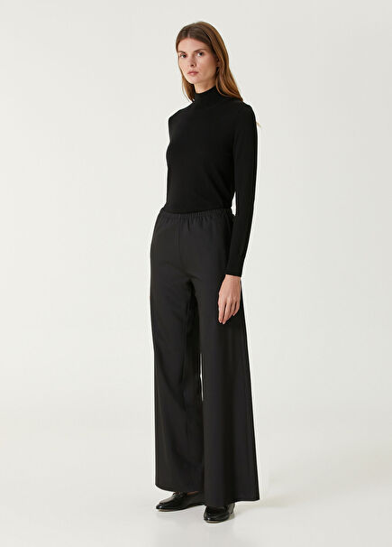 Black Wool Blend Trousers